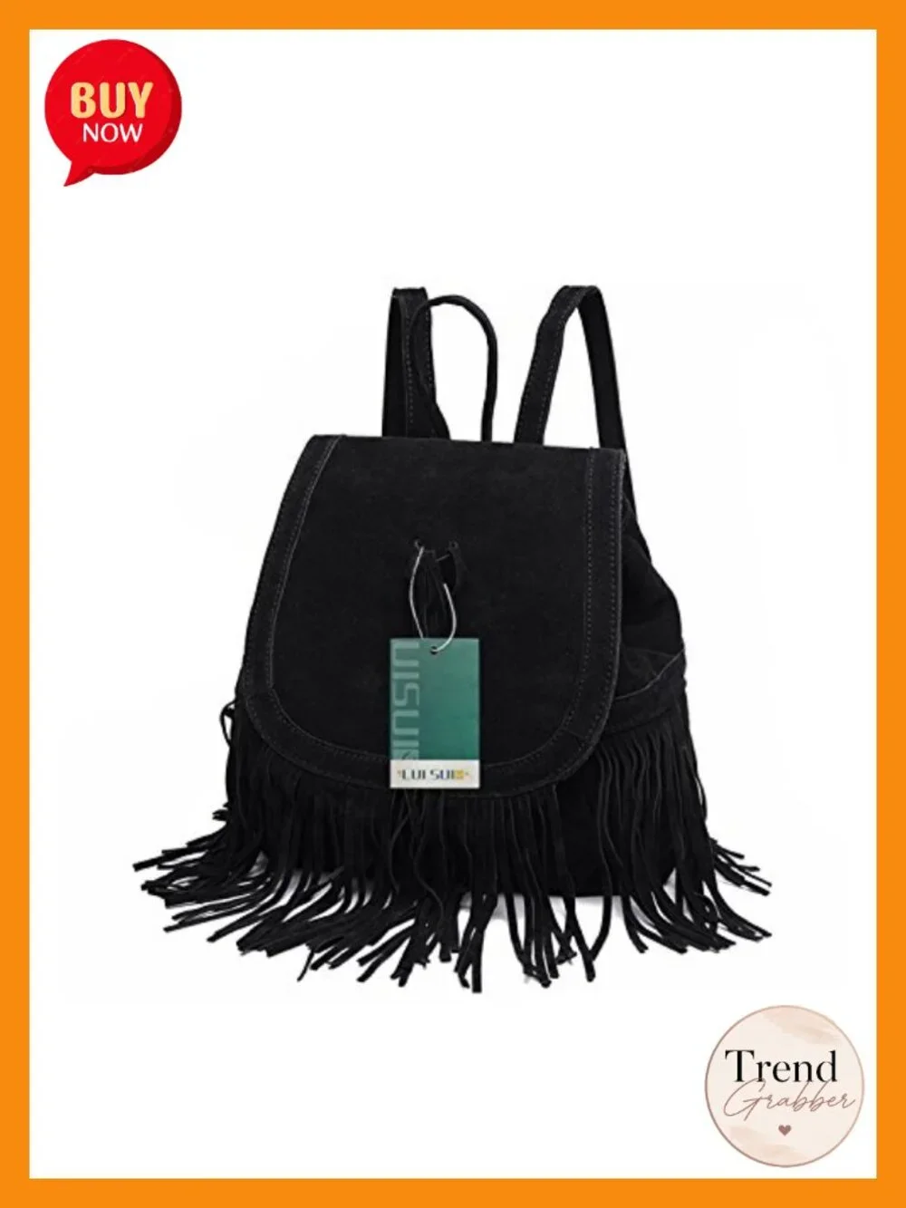 PU Leather Fringed Backpack Purse Women Daypack Travel Shoulder Bag